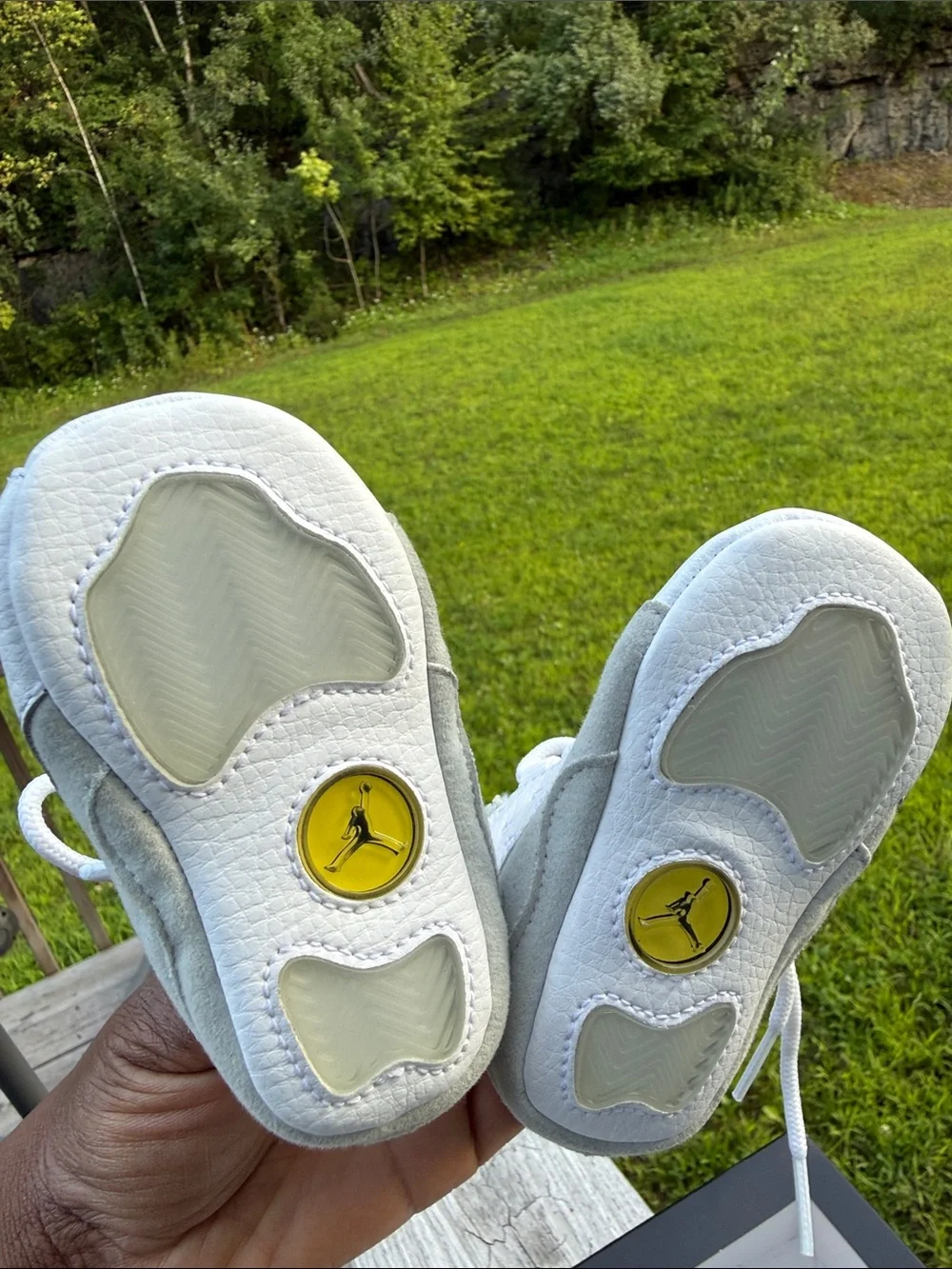 Jordan Baby Walker Shoes in White and Light Gray